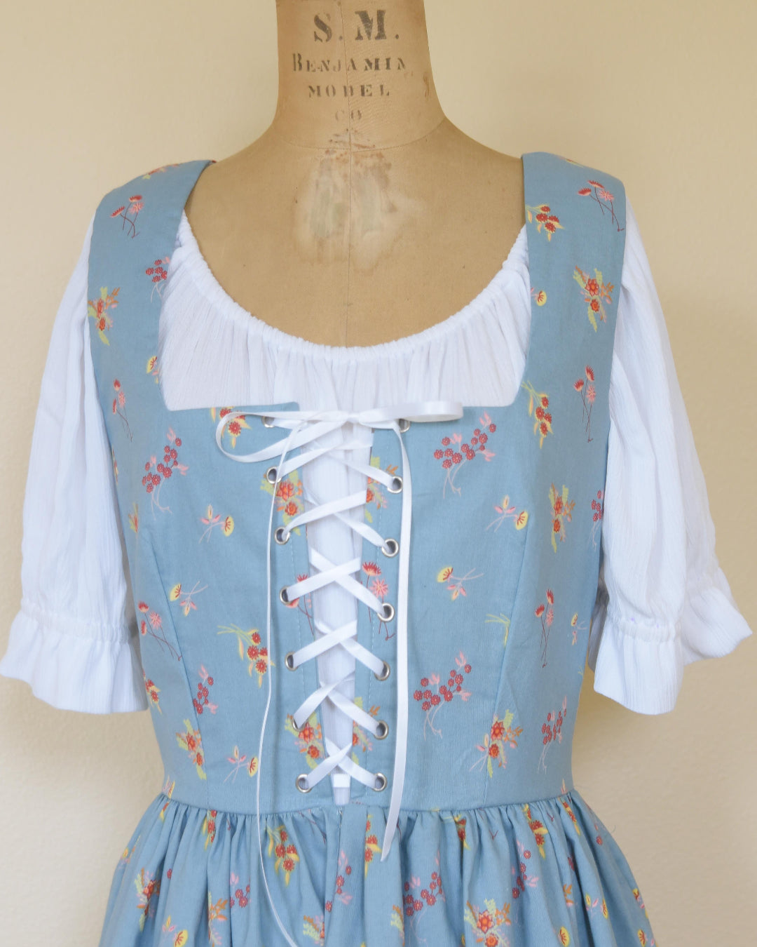 Cinderella folk dirndl dress - blue meadow