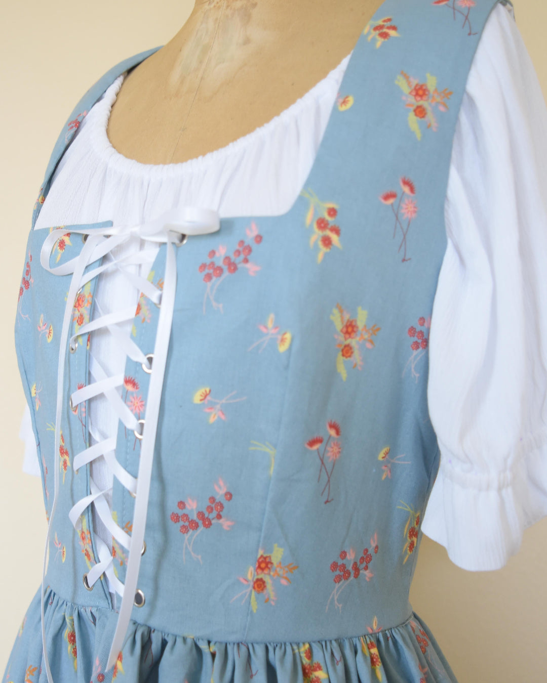 Cinderella folk dirndl dress - blue meadow