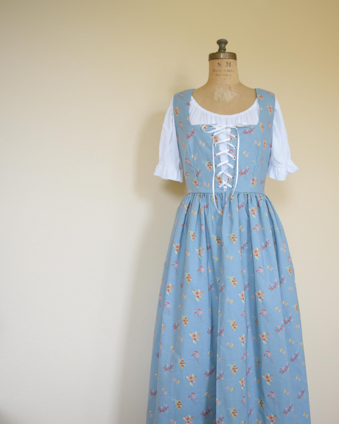 Cinderella folk dirndl dress - blue meadow