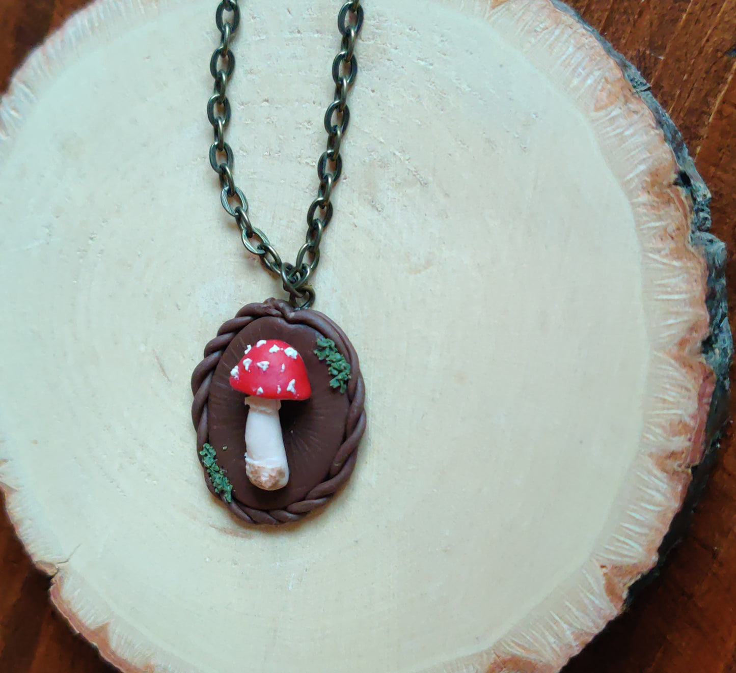 Mushroom specimen pendant - Red Amanita