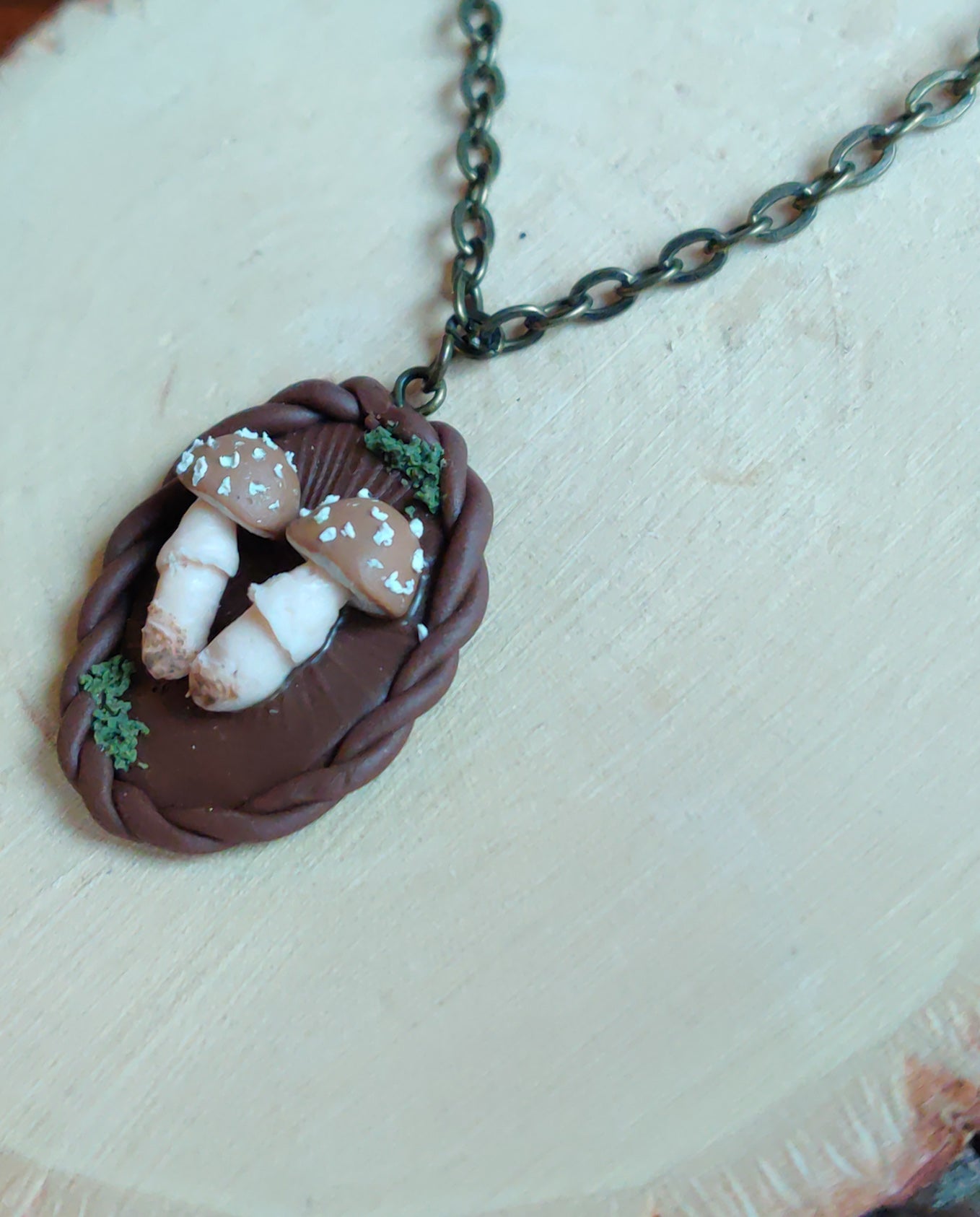 Mushroom specimen pendant - Brown Amanita