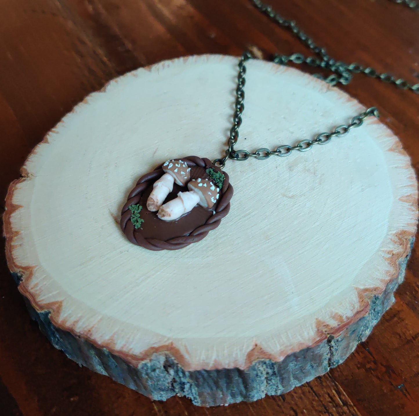 Mushroom specimen pendant - Brown Amanita