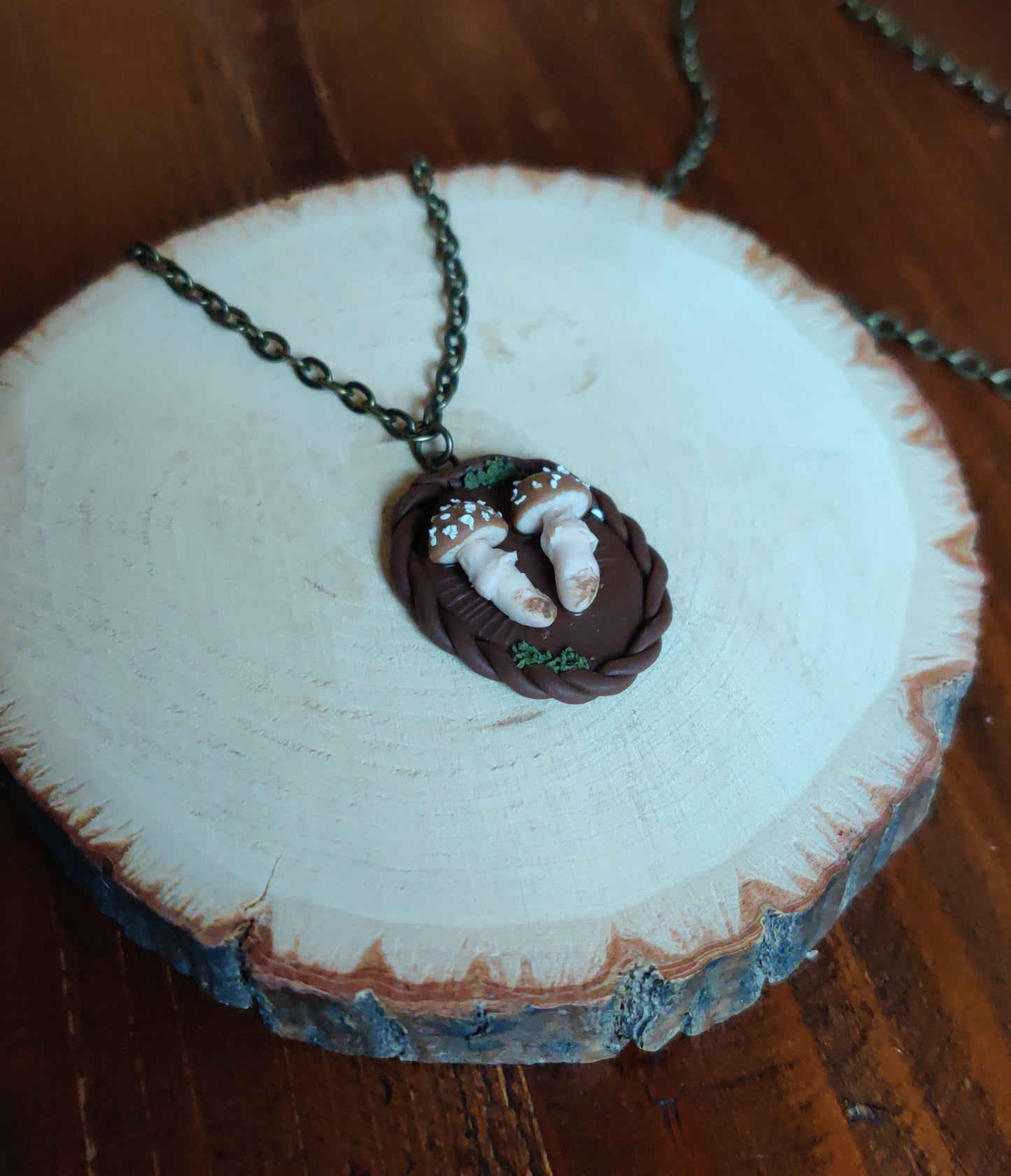 Mushroom specimen pendant - Brown Amanita