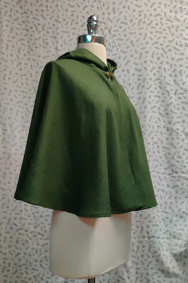 Bilbo traveler's hooded capelet, linen/rayon