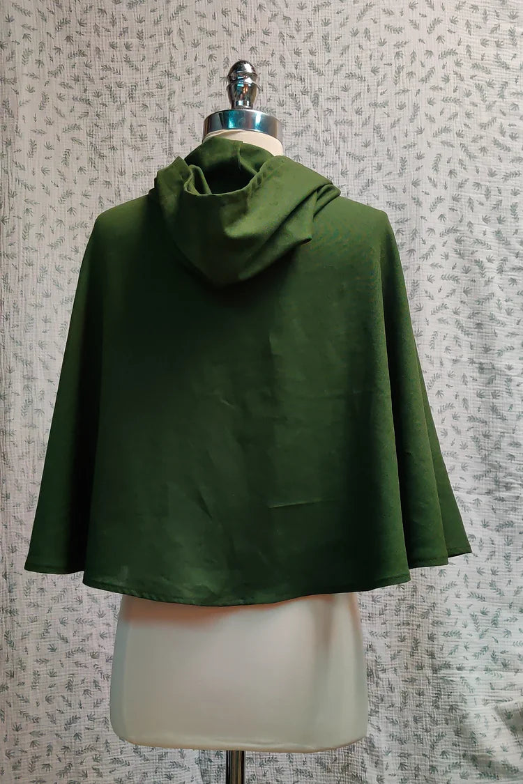 Bilbo traveler's hooded capelet, linen/rayon