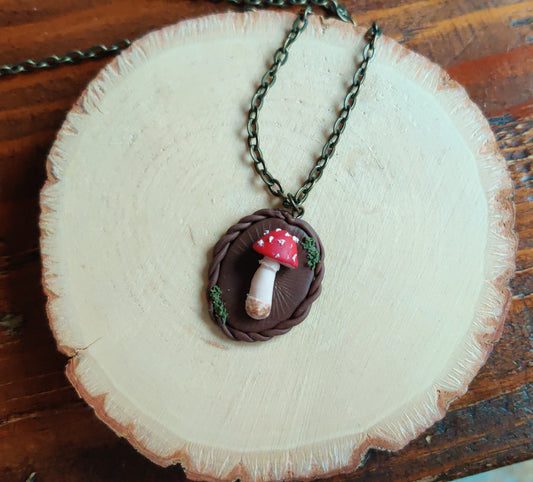 Mushroom specimen pendant - Red Amanita