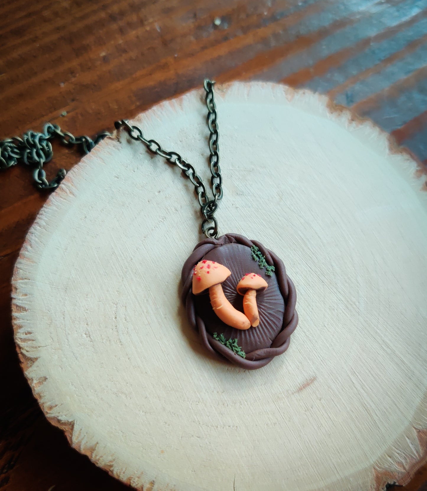 Mushroom specimen pendant - Bleeding deathcap pair